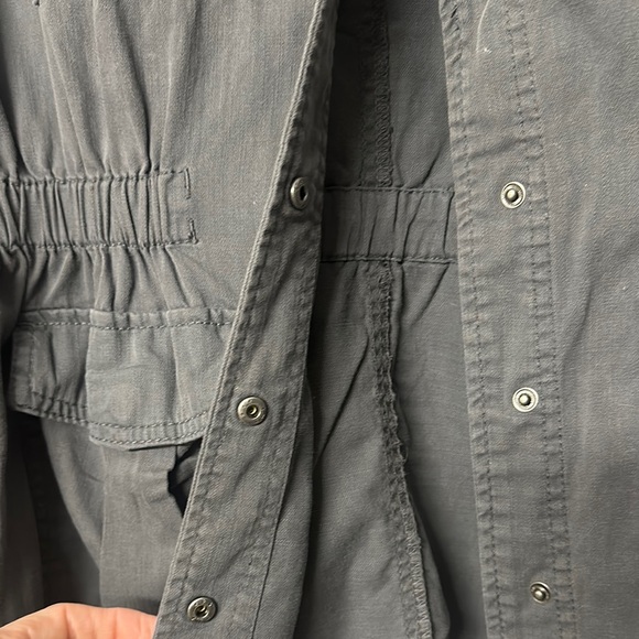 Deep Gray Utility Jacket with Collar and Button Closure - Picture 6 of 6